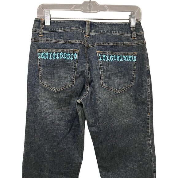 Ann Taylor Loft Vintage Blue Denim Beaded Bootcut Jeans 2 Stretch 5 Pockets - Picture 4 of 6